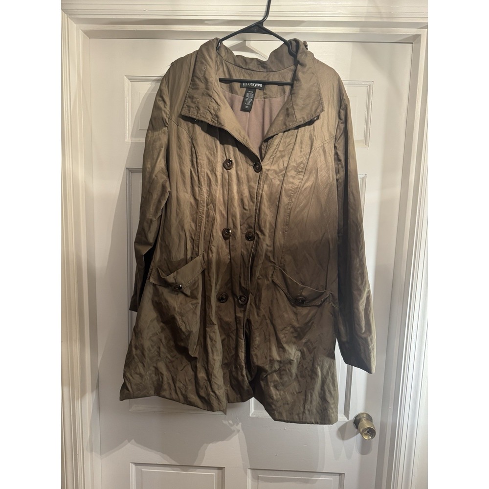 Lane Bryant Utility Jacket Women 24 Olive Safari Military Roll Tab